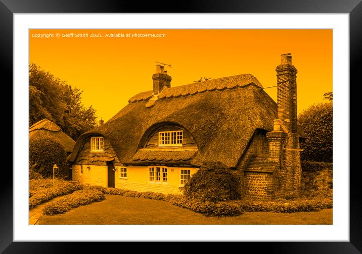 British Thatched Flint Cottage Framed Mounted Print by Geoff Smith