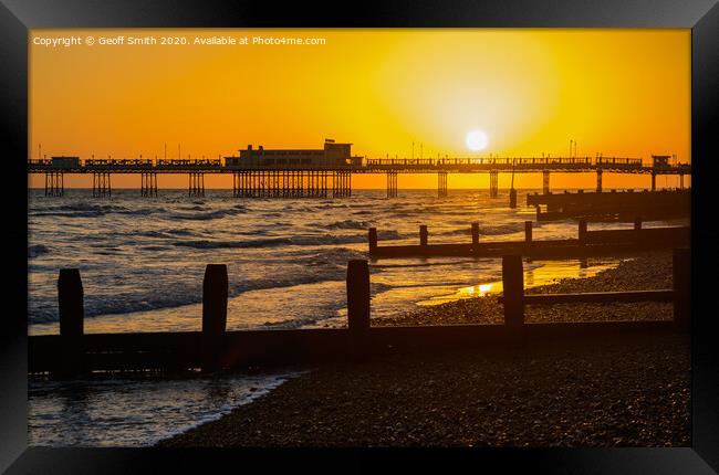 Sunset at Worthing Pier Framed Print by Geoff Smith