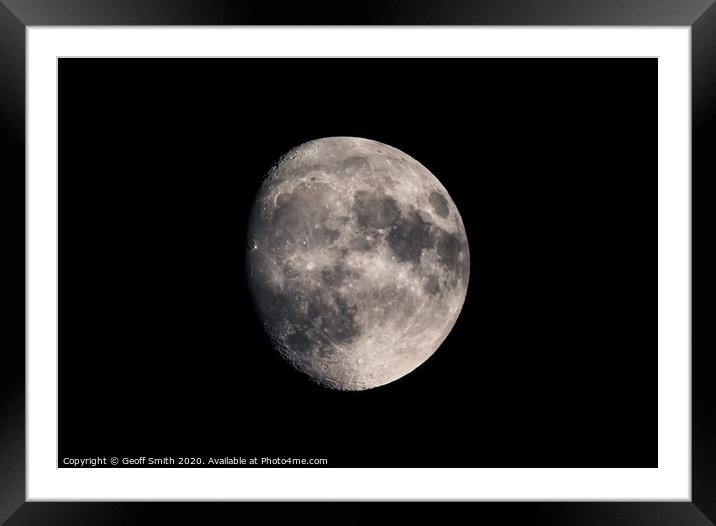 Moon at Waxing Gibbous phase Framed Mounted Print by Geoff Smith