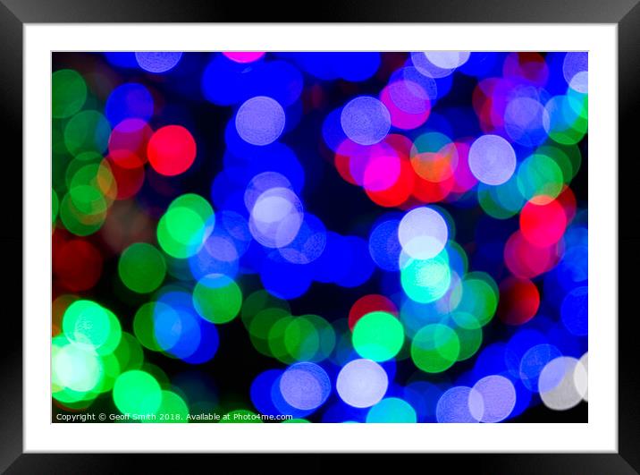 Blurred Colourful Christmas Lights Framed Mounted Print by Geoff Smith