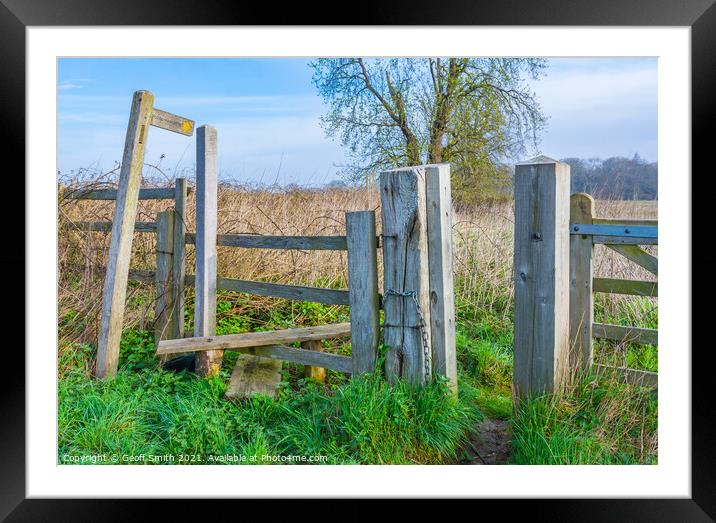 Wooden Stile in British Countryside Framed Mounted Print by Geoff Smith