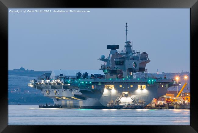 HMS Queen Elizabeth Aircraft Carrier Framed Print by Geoff Smith