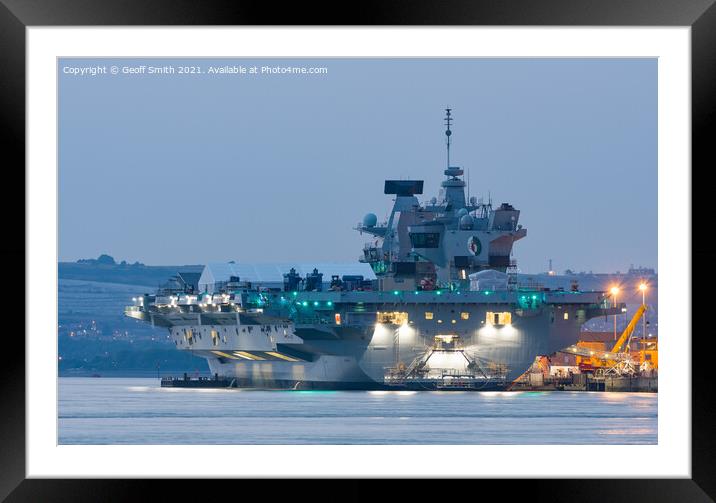 HMS Queen Elizabeth Aircraft Carrier Framed Mounted Print by Geoff Smith