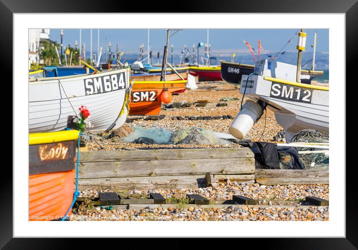 Fishing boats in Worthing Framed Mounted Print by Geoff Smith