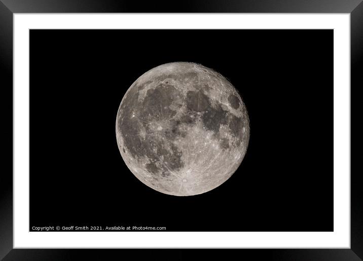 Full Moon against Dark Sky Framed Mounted Print by Geoff Smith