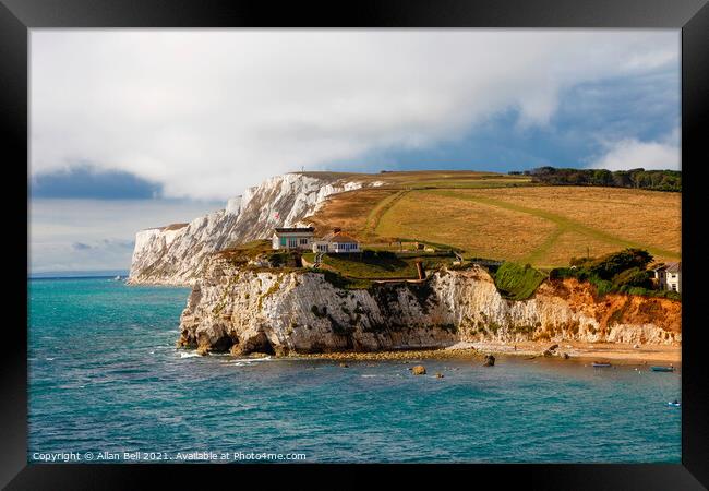 Tennyson Down and Fort Redoubt Freshwater Bay Framed Print by Allan Bell