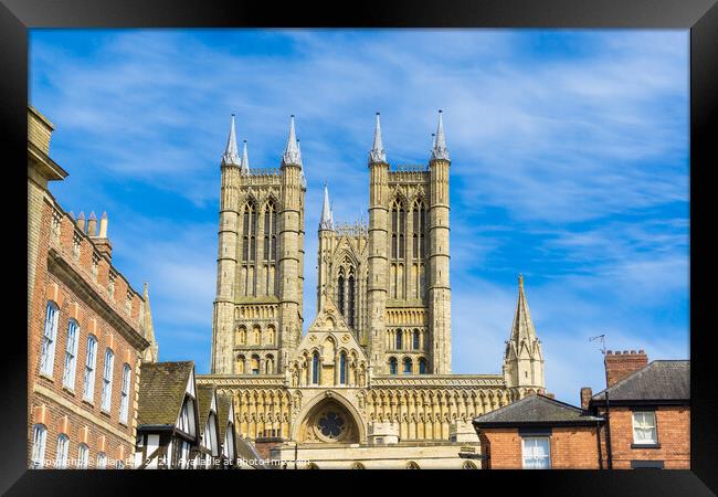 Lincoln Cathedral Towers Blue Sky Framed Print by Allan Bell