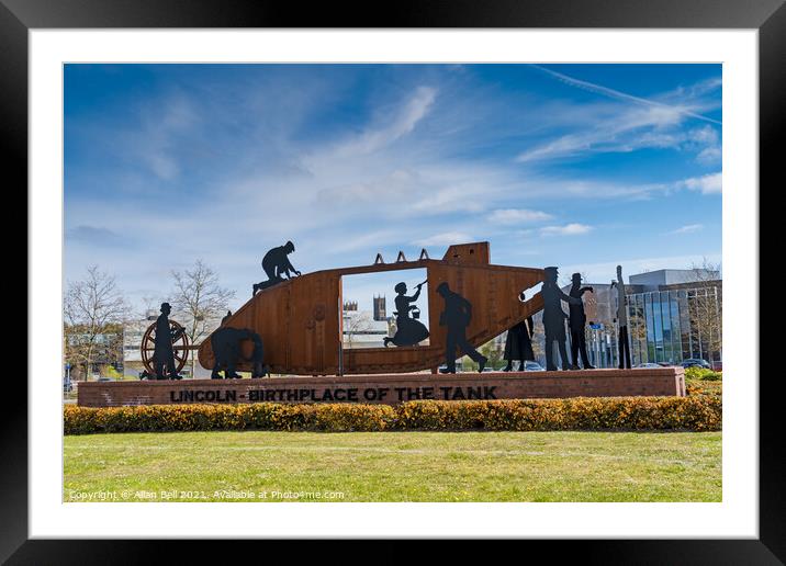 Birthplace of the Tank Memorial, Lincoln, Lincolns Framed Mounted Print by Allan Bell