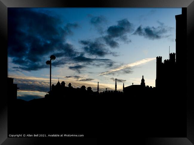 Skyline Silhouette Dusk Cambridge City Framed Print by Allan Bell