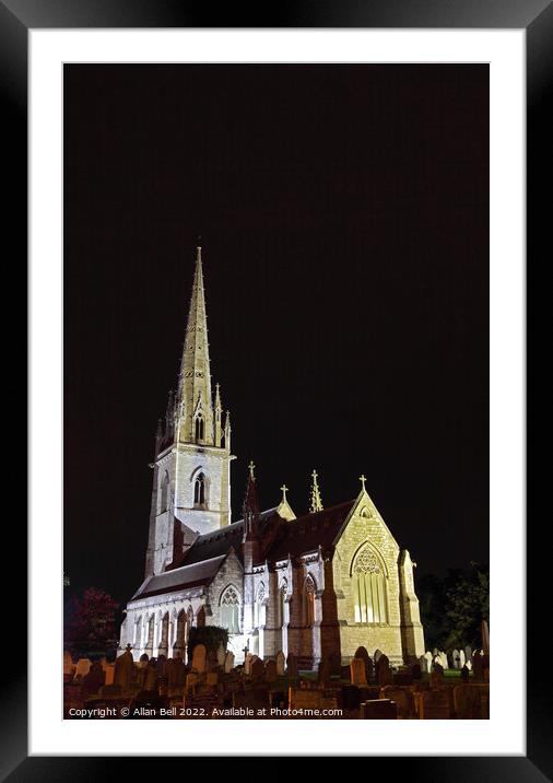 Marble Church Bodelwyddan at night Framed Mounted Print by Allan Bell