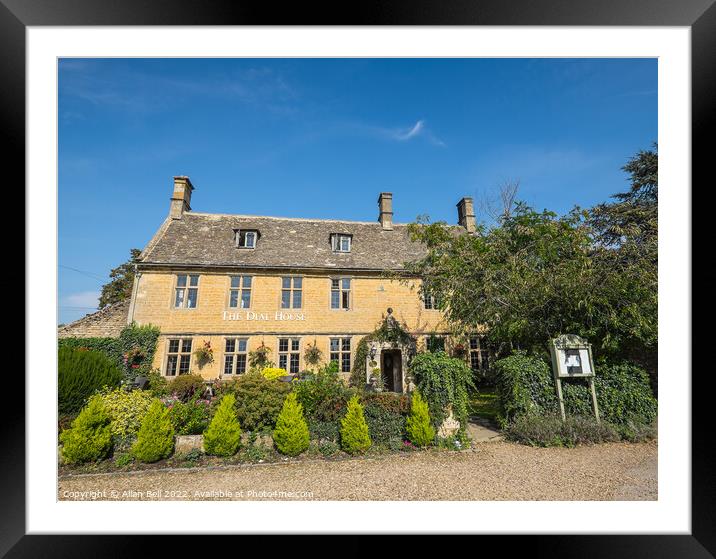 The Dial House Hotel Bourton-on-the-Water. Framed Mounted Print by Allan Bell