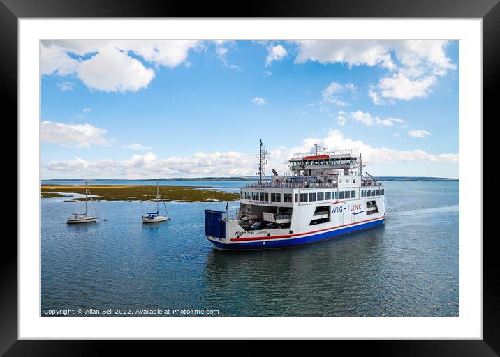 Wight Sun ferry heading into Lymington Framed Mounted Print by Allan Bell
