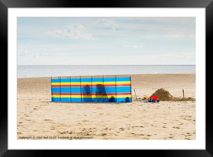 Windbreak on south beach Lowestoft Framed Mounted Print by Allan Bell