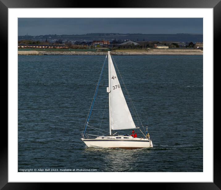 Sail boat on the Solent Framed Mounted Print by Allan Bell