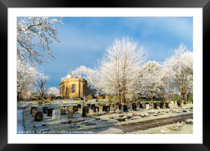 Heavy frost in St Peter and St Paul churchyard Framed Mounted Print by Allan Bell