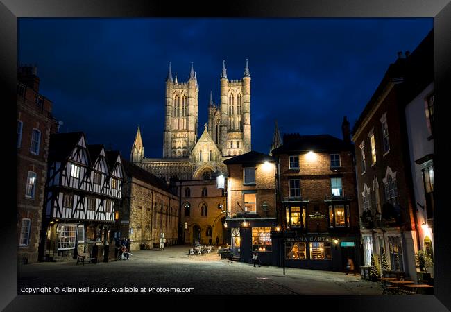 Castle Hill to Exchequer Gate and Lincoln Cathedra Framed Print by Allan Bell