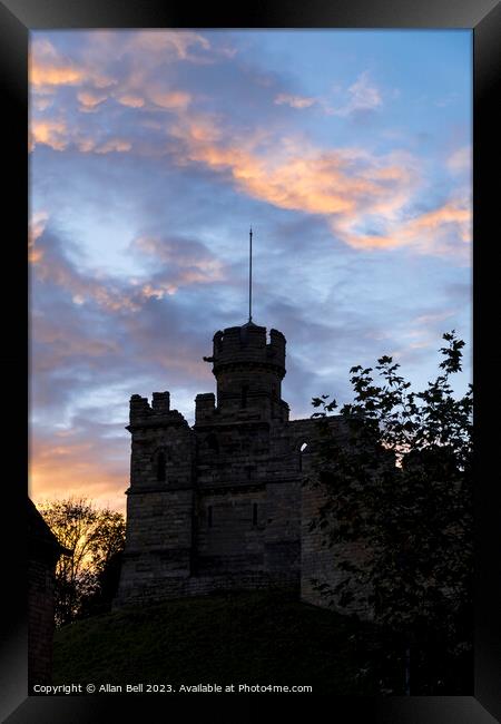 Sunset over Lincoln castle observation tower Framed Print by Allan Bell