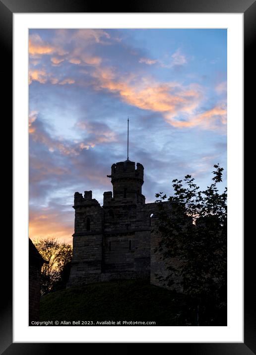 Sunset over Lincoln castle observation tower Framed Mounted Print by Allan Bell