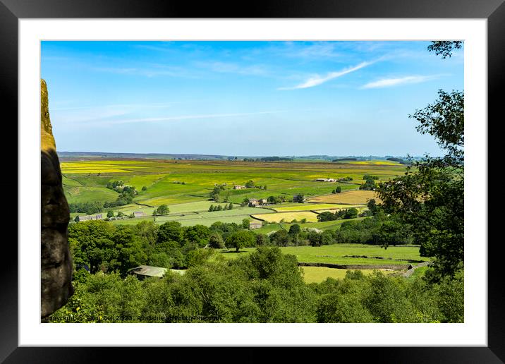 View farmland from Brimham Rocks Framed Mounted Print by Allan Bell