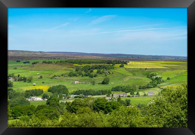 Yorkshire farmland on moors Framed Print by Allan Bell