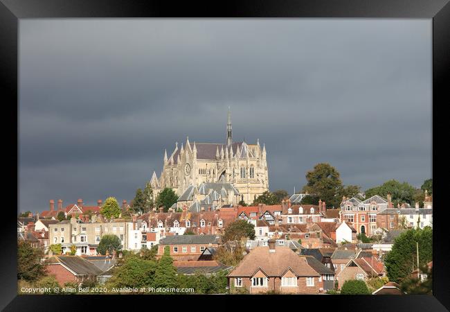 Cathedral Church towering over Arundel town Framed Print by Allan Bell