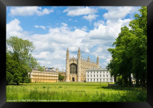 Kings college and Chapel and Trinity college from  Framed Print by Allan Bell