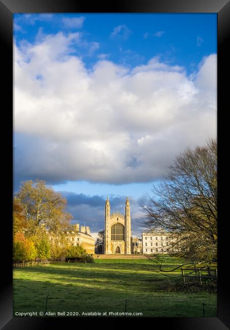 Kings college and chapel in late afternoon autumn  Framed Print by Allan Bell