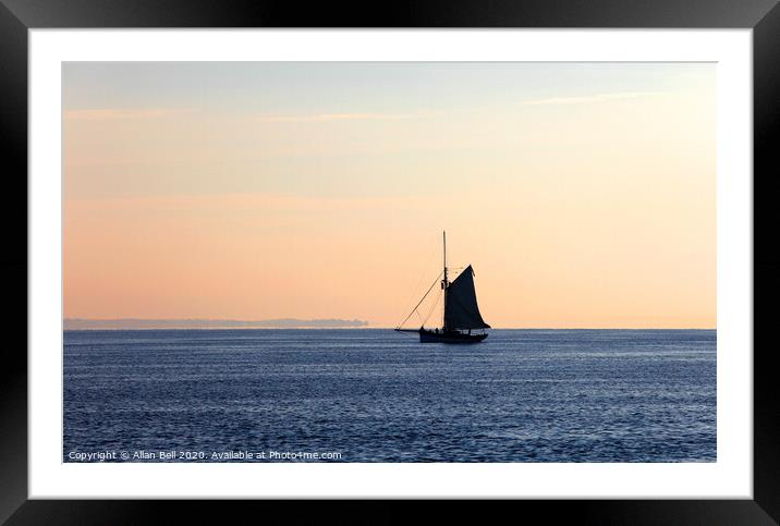 Sloop Silhouette Early Morning Framed Mounted Print by Allan Bell