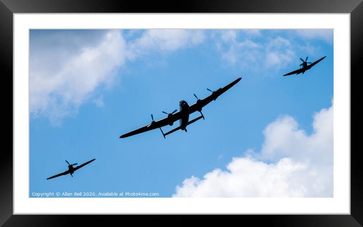 Battle of Britain Squadron flypast Framed Mounted Print by Allan Bell