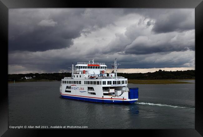 Wight Sun Ferry Under Stormy Skies Framed Print by Allan Bell