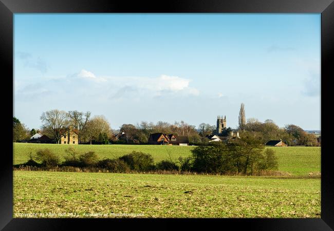 View Over Fields to Fiskerton Lincolnshire Framed Print by Allan Bell