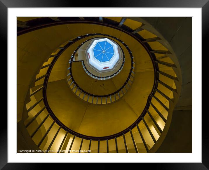 Circular Stairway and Octagonal Roof light Framed Mounted Print by Allan Bell