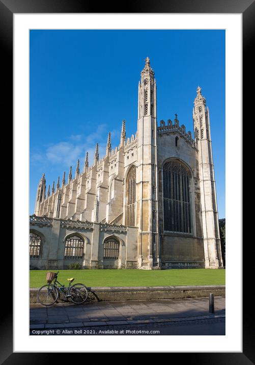 Kings Chapel and Bicycle Framed Mounted Print by Allan Bell