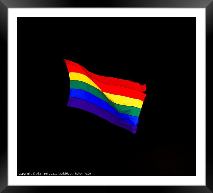 Rainbow flag Framed Mounted Print by Allan Bell