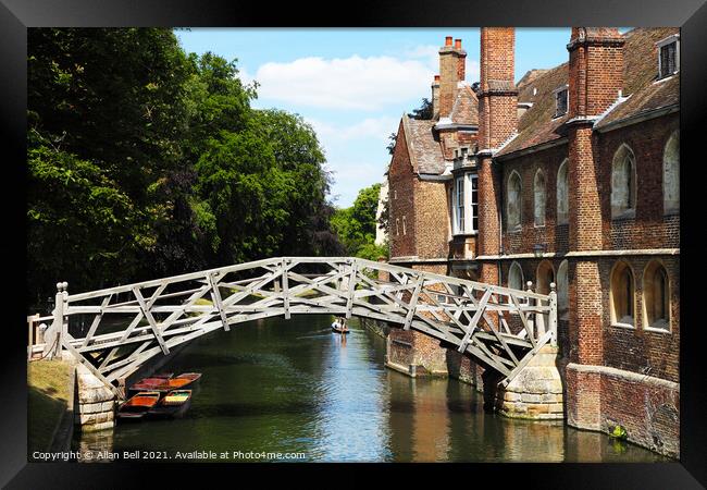 Mathematical bridge over river cam Cambridge  Framed Print by Allan Bell