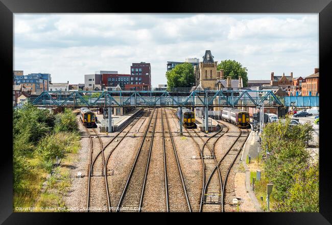 Lincoln Railway Station from Pelham bridge Framed Print by Allan Bell