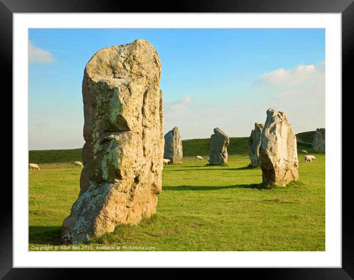 Stone Circle Avebury. Framed Mounted Print by Allan Bell