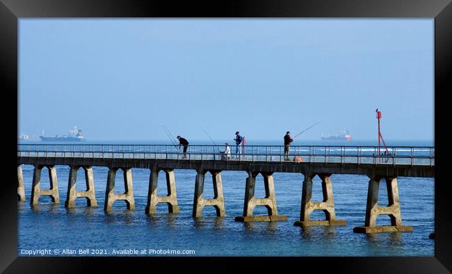 Anglers on RNLI Pier Bembridge Isle of Wight Framed Print by Allan Bell