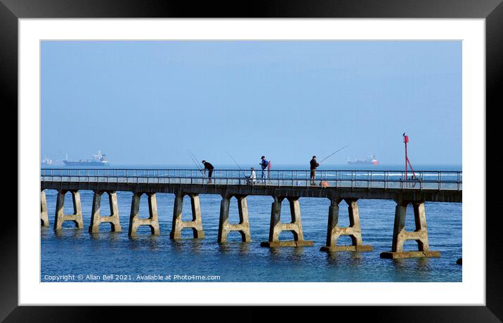 Anglers on RNLI Pier Bembridge Isle of Wight Framed Mounted Print by Allan Bell