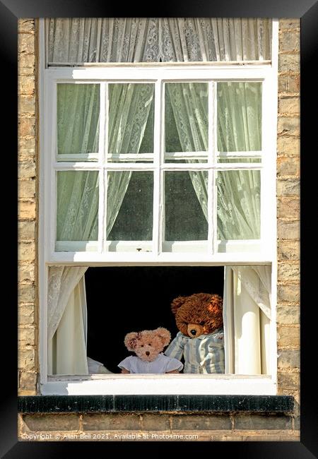 Teddy Bears at Window Framed Print by Allan Bell