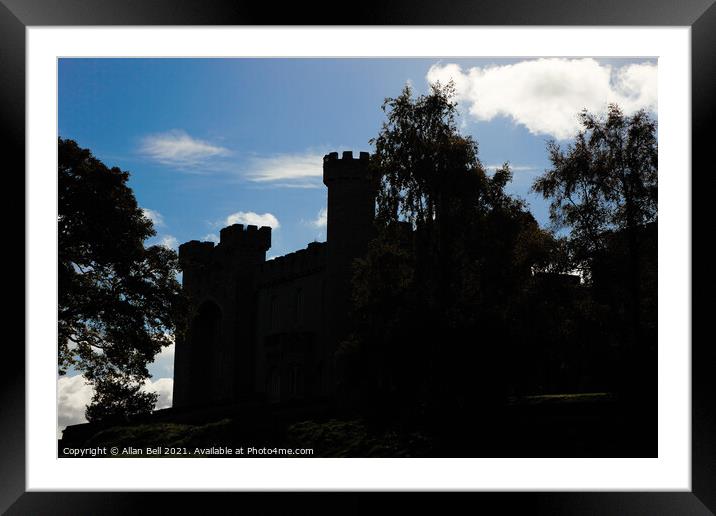 Twilight Bodelwyddan Castle Silhouette Framed Mounted Print by Allan Bell
