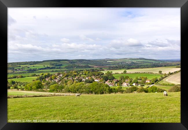Burpham village from South Downs Framed Print by Allan Bell