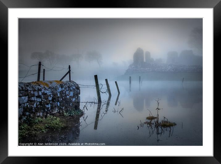 Ogmore Castle in the Mist Framed Mounted Print by Alan Jenkinson