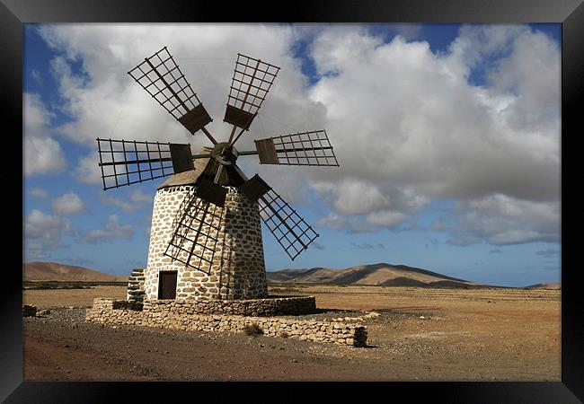 Tefia windmill : Fuerteventura  Framed Print by colin hollywood
