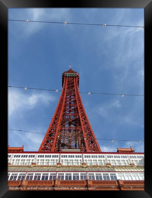  Blackpool Tower And Blue Day Sky Framed Print by andrew morrell