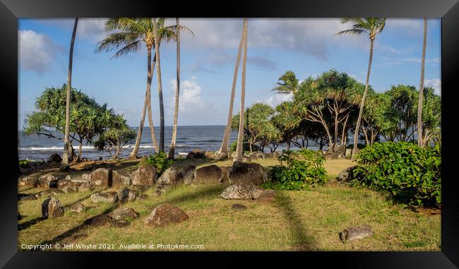 Ancient Hawaiian temple, or Heiau Framed Print by Jeff Whyte