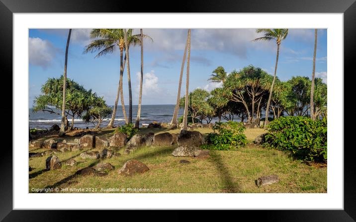 Ancient Hawaiian temple, or Heiau Framed Mounted Print by Jeff Whyte