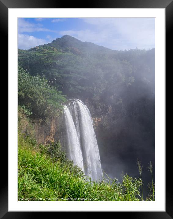 Wailua waterfalls on Kauai Framed Mounted Print by Jeff Whyte