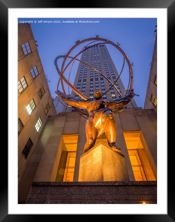 Atlas statue at Rockefeller Framed Mounted Print by Jeff Whyte