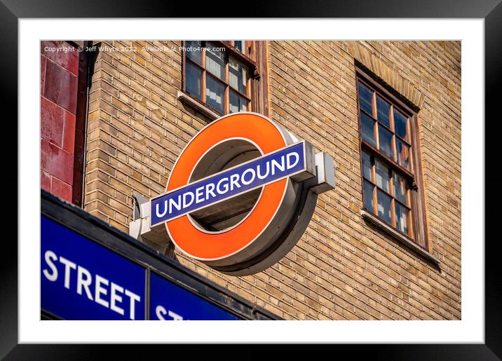 Underground Station Sign, London Framed Mounted Print by Jeff Whyte